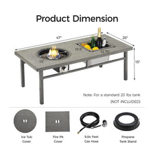 Load image into Gallery viewer, 3 In 1 Outdoor Propane Fire Pit Table 50, 000 BTU With Ice Bucket