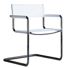Load image into Gallery viewer, Leather Stainless Steel Arm Chair - Silver / White