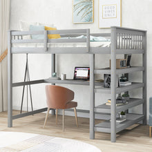 Load image into Gallery viewer, Loft Bed With Storage Shelves And Under Bed Desk