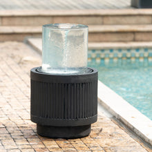Load image into Gallery viewer, Heavy Cement Round Ribbed Outdoor Water Fountain With Light - Black White