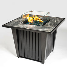 Load image into Gallery viewer, Morden Steel Fire Pit Table With Marble Tile Tabletop, Glass Wind Guard And Lid