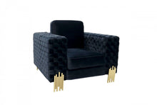 Load image into Gallery viewer, Velvet And Gold Exposed Back Accent Chair - Dark Beige