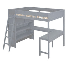 Load image into Gallery viewer, Modern Loft Bed With Desk And Shelves