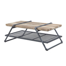 Load image into Gallery viewer, Paper Veneer And Metal Rectangular Coffee Table With Shelf - Sandy Gray And Oak