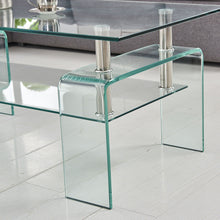 Load image into Gallery viewer, Modern Tempered Glass Coffee Table With 2 Tier Storage For Living Room