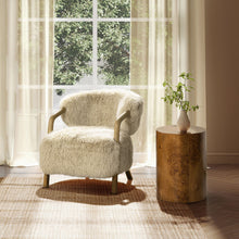 Load image into Gallery viewer, Becker - Rustic Oak Sheepskin Upholstered Accent Arm Chair - Taupe Beige