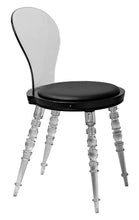 Load image into Gallery viewer, Upholstered Faux Leather Dining Side Chair - Black / Clear