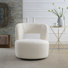 Load image into Gallery viewer, Swivel Comfy Round Barrel Chair With Soft Teddy Fabric For Living Room