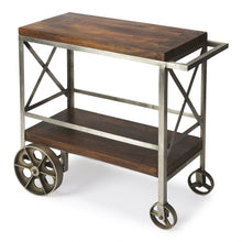 Load image into Gallery viewer, Vintage Style Rolling Server Bar Cart - Dark Brown