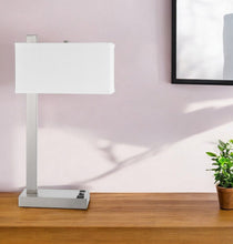 Load image into Gallery viewer, Metal Desk USB Table Lamp With White Shade - Nickel