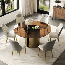 Load image into Gallery viewer, Modern Round Dining Table Set With Glass Top And Steel Legs