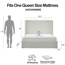 Load image into Gallery viewer, Carmen - Minimalist Upholstered Wingback Bed Frame With High Headboard