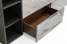 Load image into Gallery viewer, Faux Marble And Black Wood Six Drawer Double Dresser - Gray