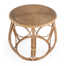 Load image into Gallery viewer, 24" Rattan Round Drum End Table - Natural