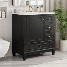 Load image into Gallery viewer, 30" Bathroom Vanity With Sink, 1 Door With Shelf And 3 Drawers, Soft Close Door - Black