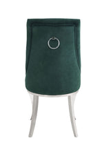 Load image into Gallery viewer, Tufted Upholstered Fabric Dining Side Chairs (Set of 2) - Green / Silver
