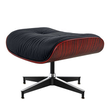 Load image into Gallery viewer, 27" Tufted Genuine Leather Swivel Lounge Chair With Ottoman - Black / Rosewood