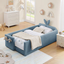 Load image into Gallery viewer, Cute Rabbit Ear Upholstered Platform Bed Frame With Safety Rail