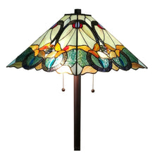 Load image into Gallery viewer, Two Light Traditional Shaped Floor Lamp With Brown And Blue Stained Glass Cone Shade - Brown