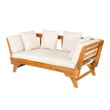Load image into Gallery viewer, Outdoor Patio Daybed Sofa, 3 Seat Sofa With Foldable Arm 4 Back Pillows