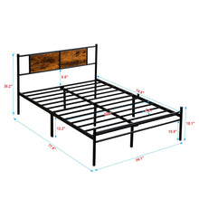 Load image into Gallery viewer, ModerMetal Bedframe With Wood Panel Headboard