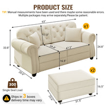 Load image into Gallery viewer, Upholstered Sofa Set With Nailhead Trim And Rolled Armrests, Includes Pillows