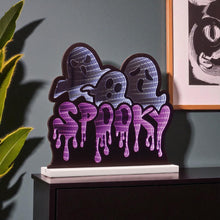 Load image into Gallery viewer, Halloween Ghost Tabletop Sign With LED (633945) - White / Black / Purple