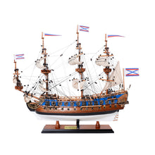Load image into Gallery viewer, Hand Painted 1700 Goto Predestination Medium Model Boat - Blue / Brown