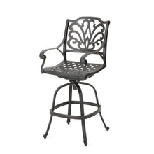 Load image into Gallery viewer, Outdoor Cast Aluminum Swivel Bar Stool With Scrolled Arms - Bronze