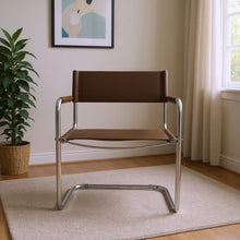Load image into Gallery viewer, Leather Stainless Steel Arm Chair - Chocolate / Silver