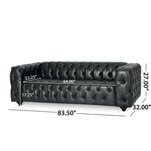 Load image into Gallery viewer, Comfy 3 Seat Sofa & Wooden Legs, For Living Room And Study - Black