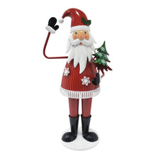 Load image into Gallery viewer, Cheerful Santa Claus Holding Tree And Waving, Holiday Decoration With Festive Design - Red