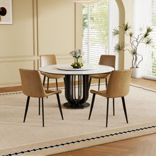 Load image into Gallery viewer, Round Dining Table With Carbon Steel Base And Lazy Susan / For Kitchen And Dining Room, 4 Chairs - Black / White
