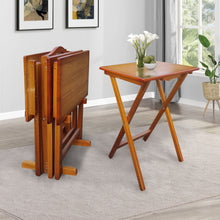 Load image into Gallery viewer, Folding Trays With Storage Rack Snack Table (Set of 4) - Honey