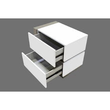 Load image into Gallery viewer, Nightstand Bedside Table With 2 Drawer For Bedroom - White / Silver