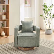 Load image into Gallery viewer, Swivel Accent Open Back Barrel Chair With Weathered Base