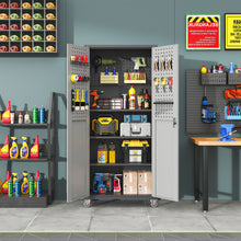 Load image into Gallery viewer, Metal Garage Storage Cabinet With Wheels Heavy Duty Tool Storage Cabinet - Brushed Nickel
