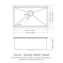 Load image into Gallery viewer, Workstation Kitchen Sink, Single Bowl Undermount 16 Gauge Stainless Steel - White