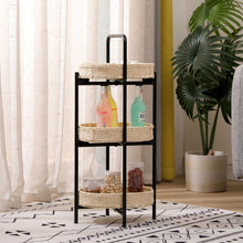 Load image into Gallery viewer, Modern 3 Tier Handwoven Side Table With Oval Organizer