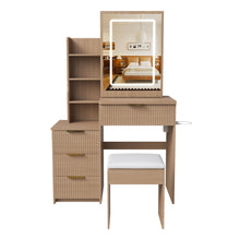 Load image into Gallery viewer, Modern Vanity Desk With 3 LED Lighting Modes, 4 Drawers