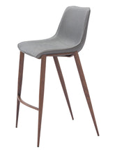 Load image into Gallery viewer, 30" Modern Slate Faux Leather And Steel Bar Height Bar Chairs (Set of 2) - Gray