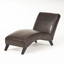 Load image into Gallery viewer, Upholstered Leather Chaise Lounge With Curved Design - Brown