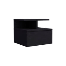 Load image into Gallery viewer, 12" One Drawer Faux Wood Floating Nightstand - Black