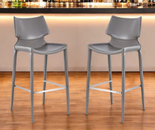 Load image into Gallery viewer, Faux Leather And Steel Low Back Bar Height Bar Chairs (Set of 2) - Gray