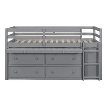 Load image into Gallery viewer, Loft Bed With Retractable Writing Desk And 4 Drawers, With Lateral Portable Desk And Shelves