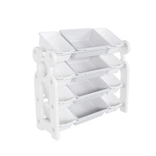 Load image into Gallery viewer, Multi Functional Kids Toy Storage Organizer Cabinet With Hdpe Shelf And 12 Bins - Gray White