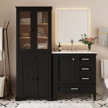 Load image into Gallery viewer, Bathroom Vanity & Tall Storage Cabinet Set With Doors, Adjustable Shelves, Soft Close Hinges, Sink