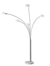 Load image into Gallery viewer, Steel Five Light Tree Floor Lamp With Glass Dome Shade - Silver / White
