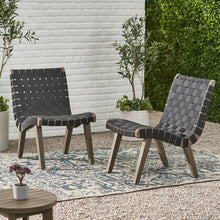 Load image into Gallery viewer, Lounge Chair With Stunning Rope Weave Design, (Set of 2) - Black