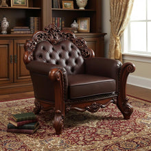 Load image into Gallery viewer, Faux Leather Tufted Club Chair - Dark Brown